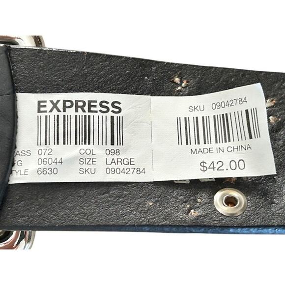 Express Studded Black Faux Leather Belt - Size Large - 45" - Picture 2 of 3